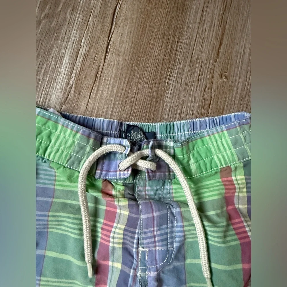 Polo Ralph Lauren Plaid Green Blue Swim Shorts Swim Wear Kids Size 5